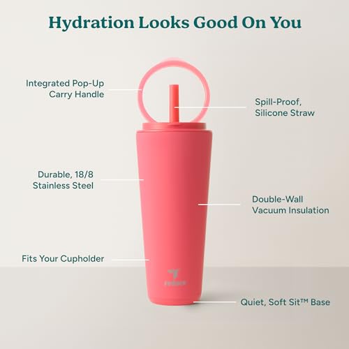 Halo 32 oz Stainless Steel Vacuum Insulated Tumbler with Flip Handle Lid, Lilac Bud H350