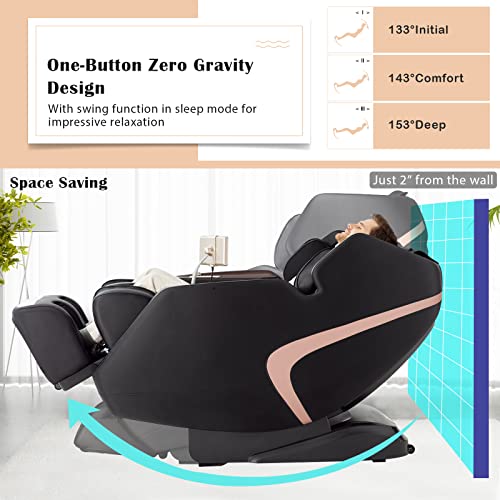 Giantex 3D Full Body Massage Chair, Zero-Gravity Recliner with Touch Screen, SL Track, Black + Brown U7449