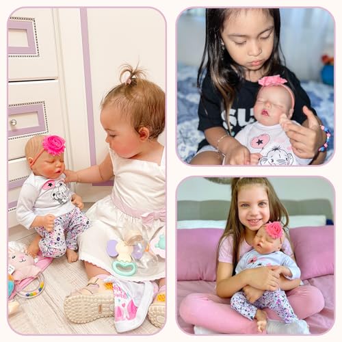 JIZHI Lifelike Reborn Baby Doll 17-Inch Soft Body Realistic Newborn with Feeding Kit Q5629