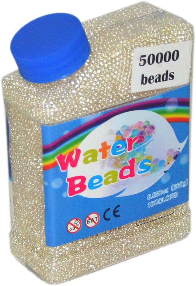 50000pcs/bag Home Decor Pearl Shaped Crystal Soil Water Beads Bio Gel Ball for Flower/Weeding Mud Grow Magic Jelly Balls (Clear)