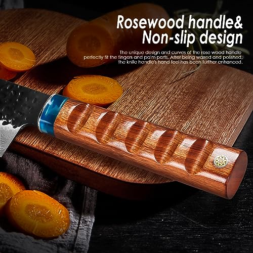 KEENZO Damascus Nakiri knife 7 inch, hand forged 67-layer high carbon stainless steel X615149