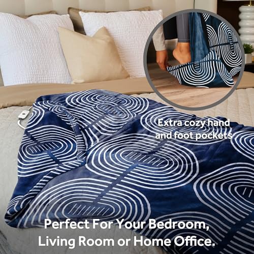 Sunbeam Royal Posh Dove Grey Heated Throw Blanket, Adjustable Heat Settings B2886
