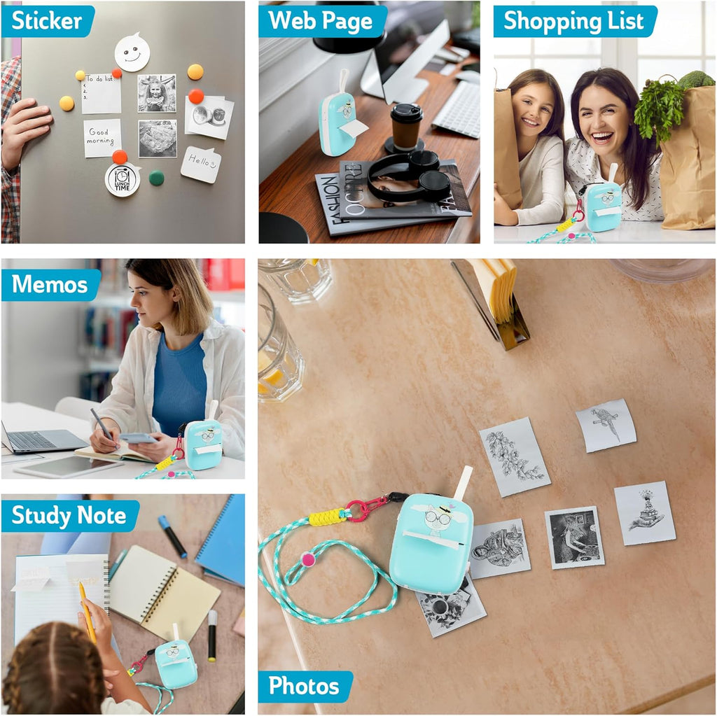 Portable Sticker Printer - Bluetooth Thermal Photo Printer (Blue) T77696