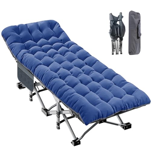 ABORON Folding Camping Cot with Mat for Adults, Heavy Duty Outdoor Bed with Carry Bag C211720