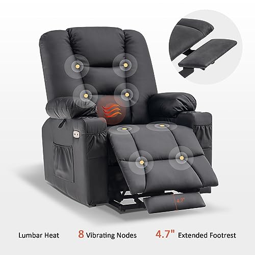 MCombo Small Power Lift Recliner Chair with Massage and Heat, Faux Leather, Dark Brown E441
