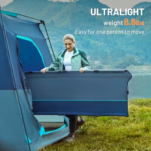 TIMBER RIDGE Lightweight Aluminum Camping Cot with Carry Bag, Blue Z494