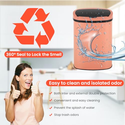 BLKMTY 13-Gallon Stainless Steel Touchless Trash Can with Lid A62473