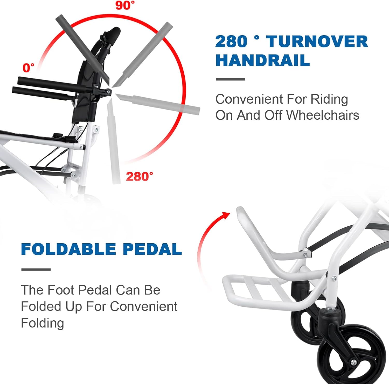 Ultra Light Folding Transport Wheelchair 16lbs Aluminum with Handbrakes V55908