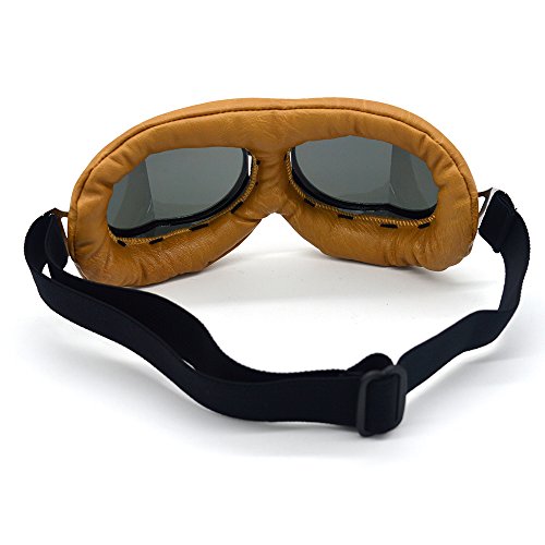 evomosa Motorcycle Goggles Vintage Pilot Style for Half Helmet W4221
