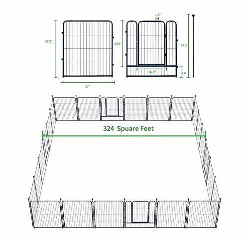 Dog Playpen 32 Inch Heavy Duty Folding Indoor Outdoor Pet Exercise Fence with Door for Large Medium Dogs H857