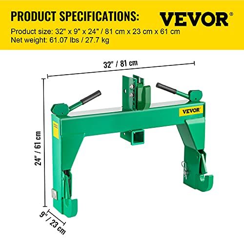 VEVOR 3-Point Quick Hitch, 3000 LBS Lifting Capacity, Category 1 & 2 Tractor X69507