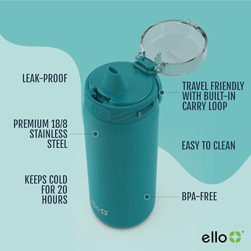 Ello Cooper 32oz Stainless Steel Water Bottle with Straw and Handle Q4598
