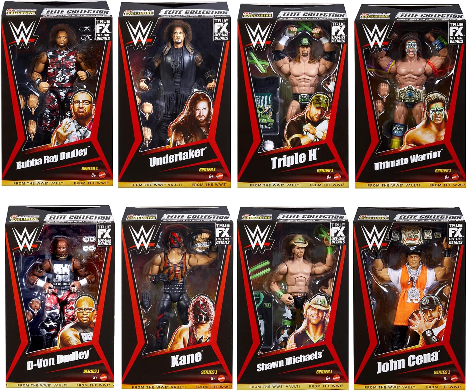 Ringside WWE from The Vault Exclusive Series 1 - Set of 8 Toy Wrestling Action Figures