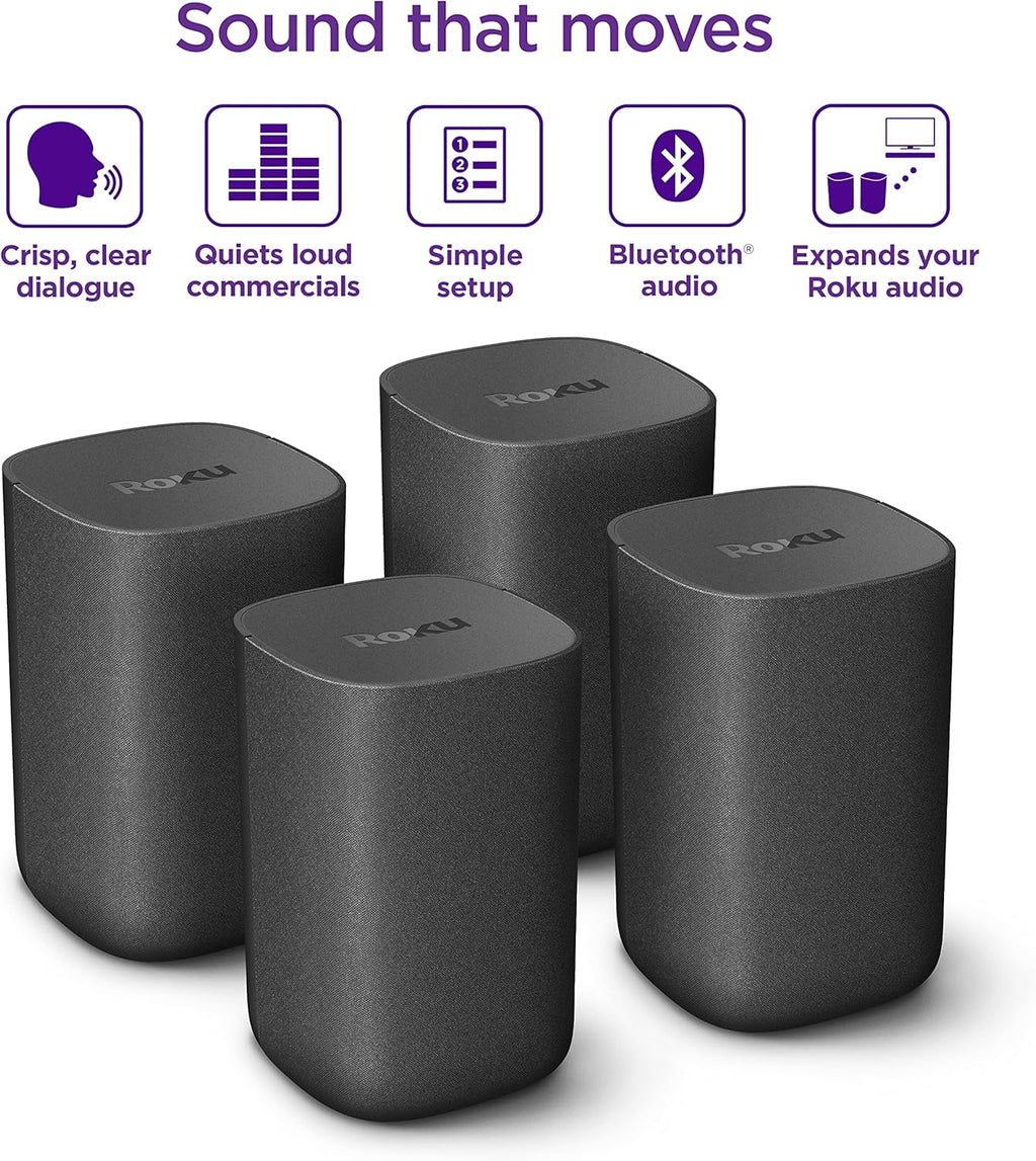 Roku Wireless Speakers 2 Count for Roku Streambars or Roku TV, Black A394