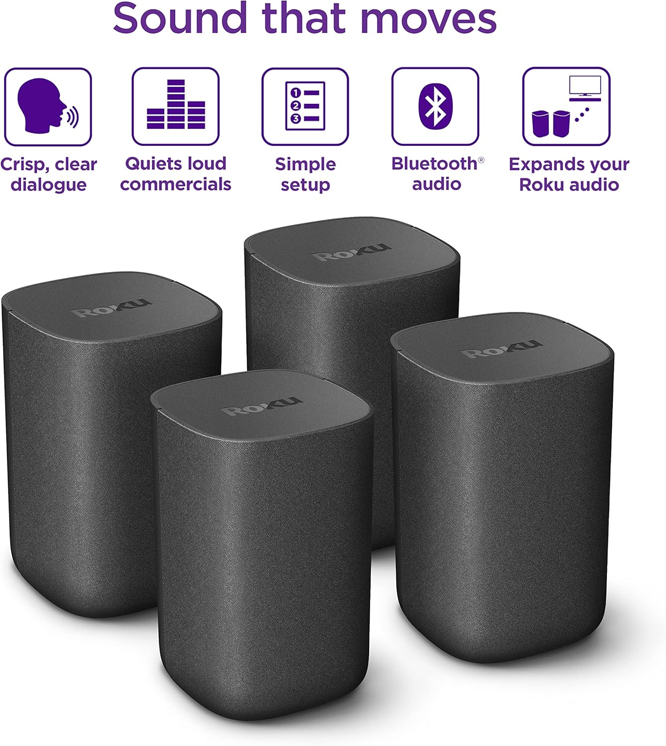 Roku Wireless Speakers 2 Count for Roku Streambars or Roku TV, Black A394