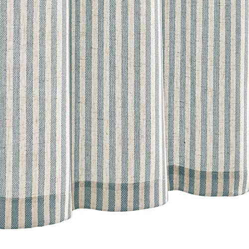 jinchan Floral Kitchen Curtains Set Linen Tier Curtains and Valance for Small Windows 24 Inch Blue on Beige T108057