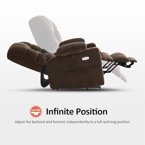 MCombo Large Triple Motor Power Lift Recliner Chair with Massage and Dual Heating, Grey D316