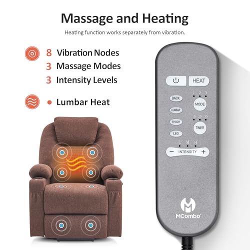 MCombo Small Power Lift Recliner Chair for Elderly with Heat and Massage, USB & Type C Ports J262
