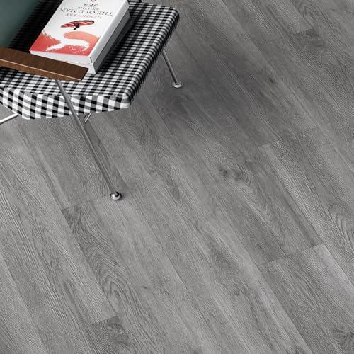 Self Adhesive Vinyl Flooring Planks Wood Effect Waterproof Grey 36pcs U963416