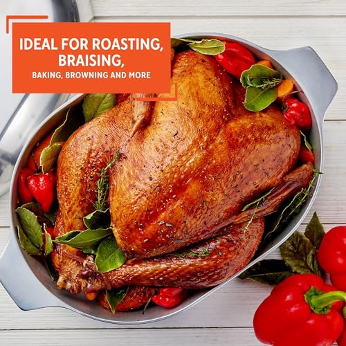 IMUSA Cajun Oval Cast Aluminum Roaster 13" Silver S595