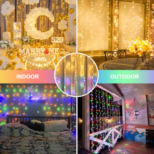 JMEXSUSS 300 LED Remote Control Christmas Curtain Lights, Warm White V64841