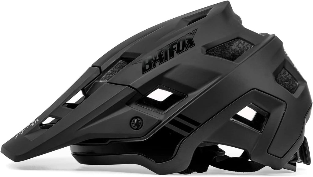BATFOX Bike Helmet Mountain Bike Helmets for Men Women Adults MTB Bicycle Cycling BMX Bike Helmet(Black,L(56-61CM))