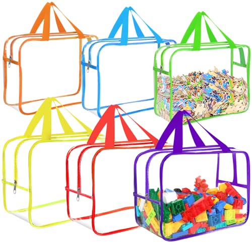 6 Packs Large Toy Storage Bags with Labels, Clear PVC Organizer with Zipper W66156