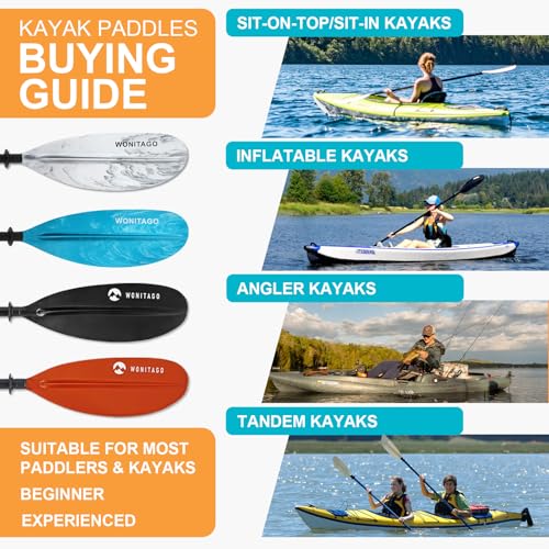 Kayak Paddles with Alloy Shaft and PP Blade, Adjustable 230-250 cm E1062