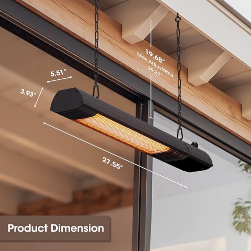 Ceiling Electric Outdoor Heater 1500W Infrared Wall-Mounted for Patio O156
