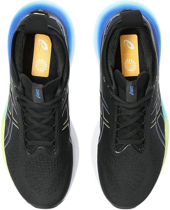ASICS Men's Gel-Nimbus 25 Running Shoes, Black/Glow Yellow J633813
