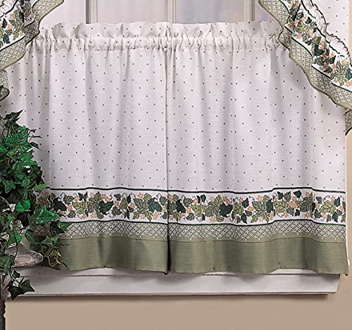 CHF & You Cottage Ivy Country Curtain Tier and Swag Set, Multi, 56 x 36 Inch L8045