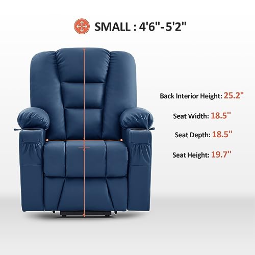 MCombo Small Power Lift Recliner Chair with Massage and Heat, Faux Leather, Dark Brown E441