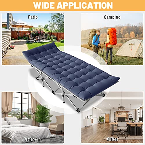 DoCred Folding Camping Cot with Mattress, 2 Pack, Heavy Duty for Adults, Portable with Carry Bag C814529