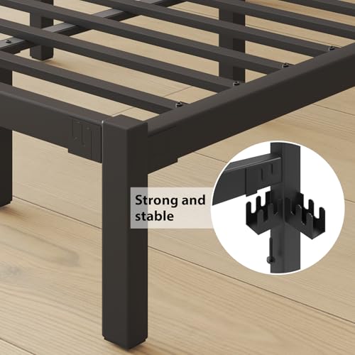 Full Size Heavy Duty Metal Platform Bed Frame with Under Bed Storage, Black R9813