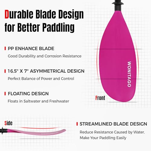 Kayak Paddles with Alloy Shaft and PP Blade, Adjustable 230-250 cm E1062
