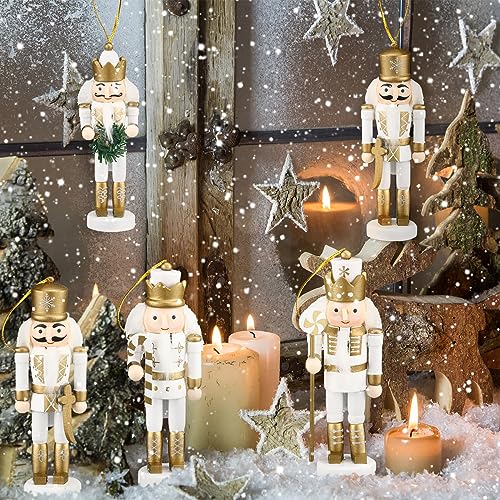 Jetec 10 Pcs Christmas Nutcracker Wooden Hanging Ornaments 5 Inch U816355