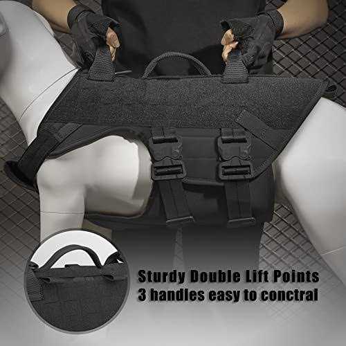 PETAC GEAR Tactical Dog Harness K9 Training Vest Adjustable Padded MOLLE for Large Medium Dogs V3603