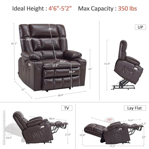 MCombo Dual Motor Power Lift Recliner Chair for Elderly with Heat and Massage, Black E570141