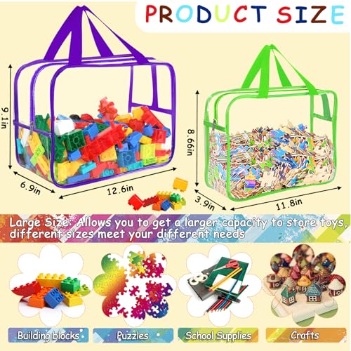 6 Packs Large Toy Storage Bags with Labels, Clear PVC Organizer with Zipper W66156