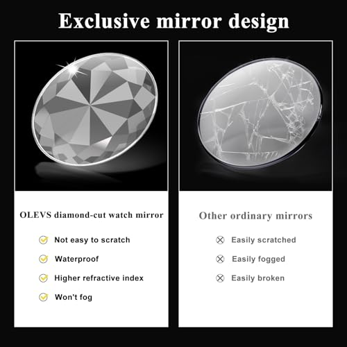 OLEVS Men's Waterproof Diamond Business Watch Stainless Steel Luminous C54657
