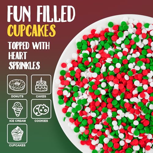 Christmas Sprinkles Bulk 1 lb - Red White Green Round Baking Toppings O347849