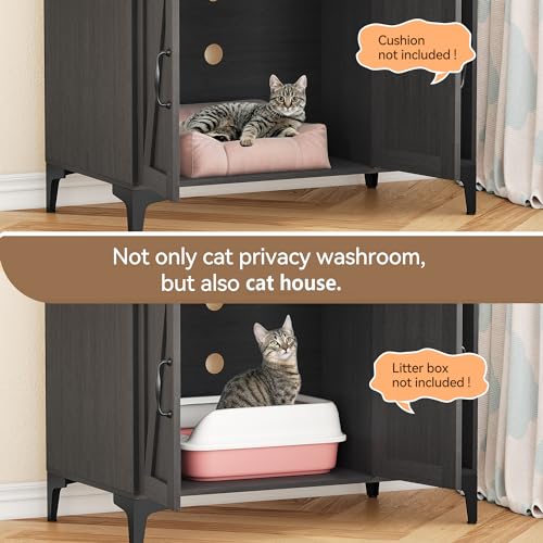 Cat Litter Box Furniture with Shelf Storage, Grey M3162