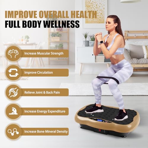 Vibration Plate Exercise Machine for Full Body Fitness with Resistance Bands and Remote F93086