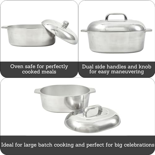 IMUSA Cajun Oval Cast Aluminum Roaster 13" Silver S595