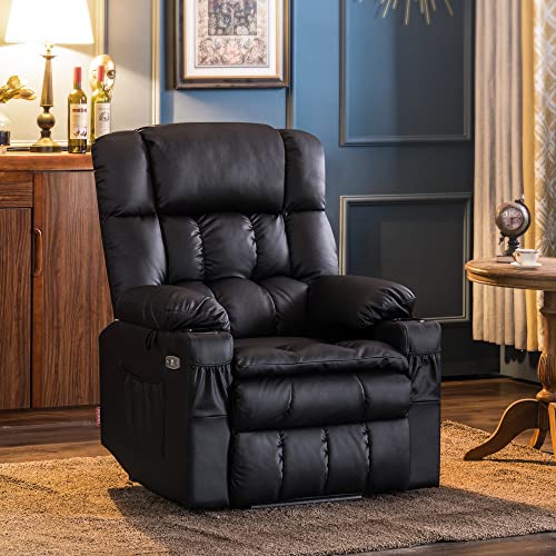 MCombo Dual Motor Power Lift Recliner Chair for Elderly with Heat and Massage, Black E570141