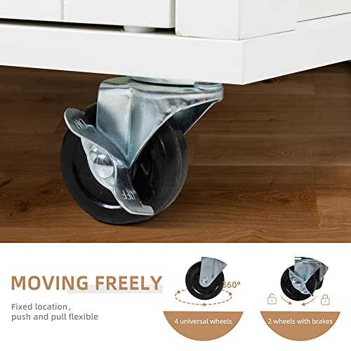 Shintenchi Kitchen Island Cart with Storage on Wheels, White V99091