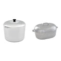 IMUSA USA Heavy Duty Cajun Aluminum Stock Pot 14 Quart and Oval Roaster 18", Silver