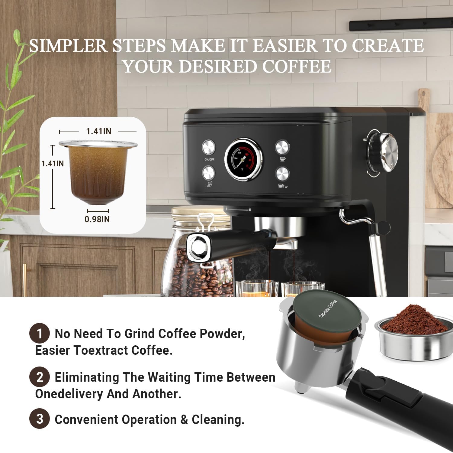 Espresso Machine 20 Bar with Milk Frother, Black V468