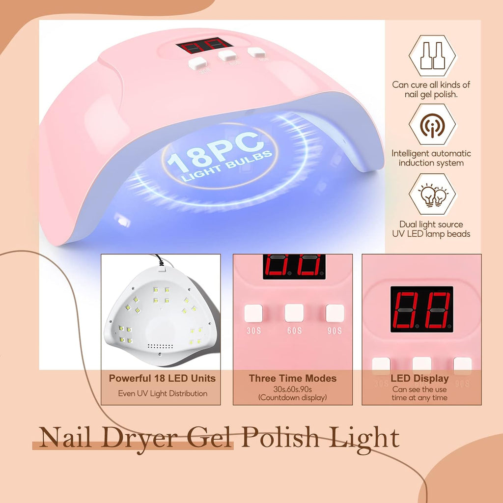 Acrylic Nail Kit with Drill and Nail Lamp for Beginners N2125