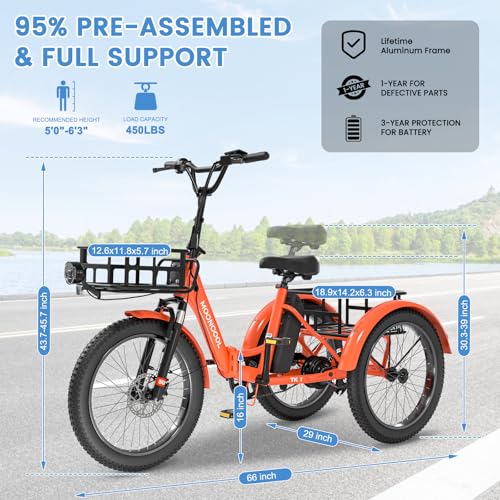 Sunbeam Electric Trike Folding 20" 500W Adult Tricycle D268101